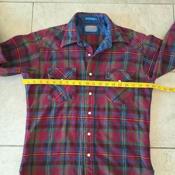 Pendleton red plaid blouse button down medium - Picture 9 of 9
